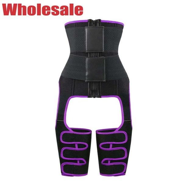 Black Purple 3 In 1 Waist And Thigh Trimmer Plus Size Waist Cincher