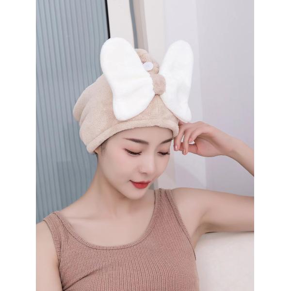 Сверхтонкие волокна Милая дуга Сухие шапки для волос для всех возрастов Быстро поглощающие женские полотенца