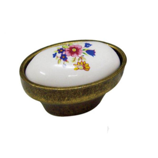 Kitchen Cupboard  Door Knobs Ceramic Handles Antique Bronze Oval Porcelain Dresser Pulls