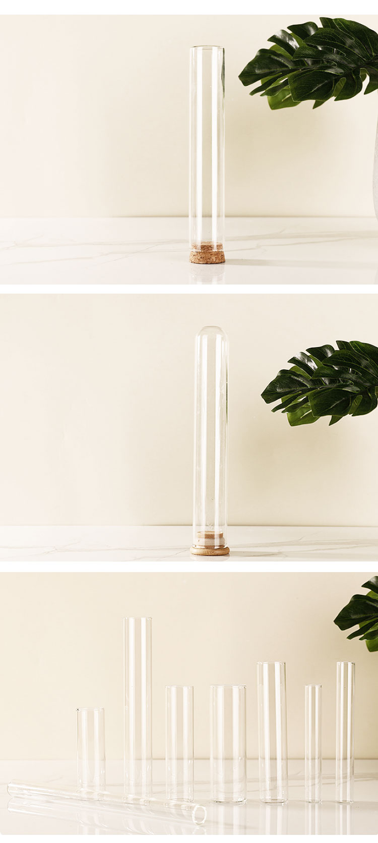 15x100mm Flat Bottom Round Bottom Laboratory Borosilicate Tube Glass Pipe Cylinder With Cap Test Tube Bottle With Cork