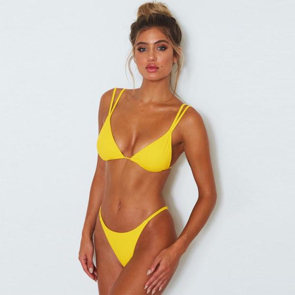 OEM Custom Yellow and White Leopard Nylon Beach One Piece Hot Wallpaper Bikini Girl Sexy