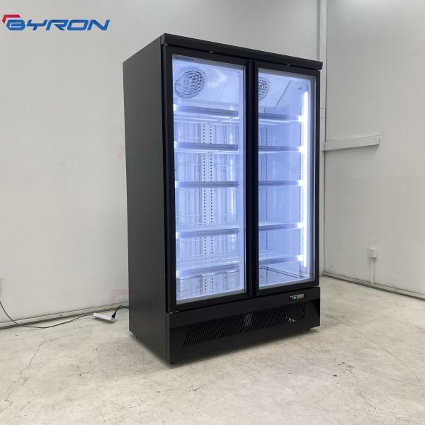 Freestanding Upright Showcase Freezer Merchandiser Two Glass Door Freezer