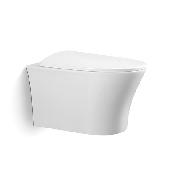 Prix de gros Toilette P-trap salle de bain mur monté couverture de siège douce sans bordure Toilette en céramique blanche à moteur