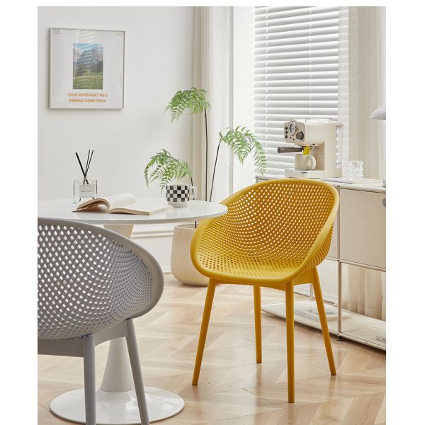 Modern Lightweight Portable Accent Chair for Dining Office Living Room Waterproof Thickened Plastic Patio Balcony Lounge