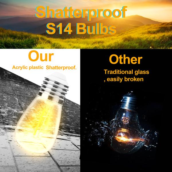 Ambience LED Outdoor Festoon Solar Lights Edison 1500LM Warm White