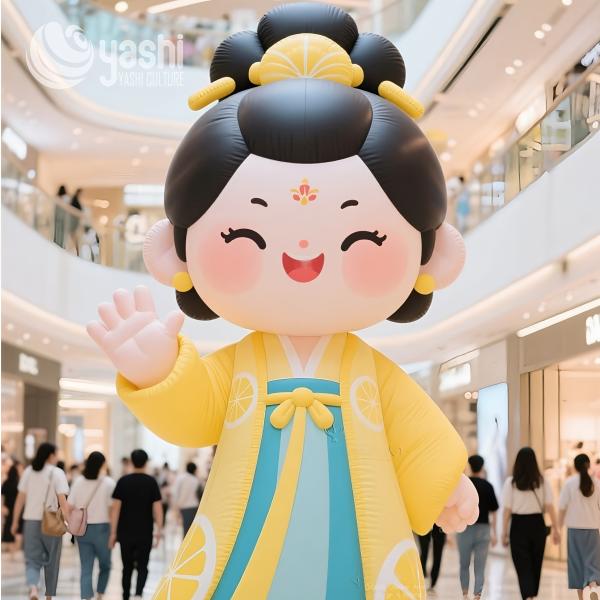 Lifelike Chinese Balloon Inflatable Cartoon Characters Outdoor LED Lighting