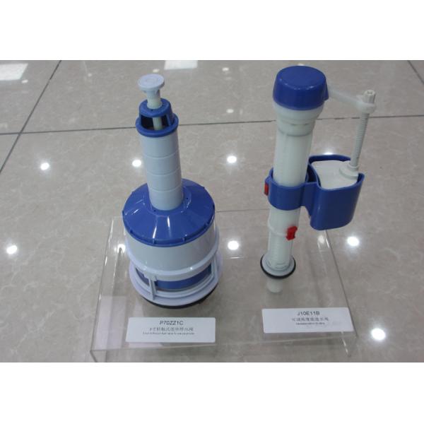 Assembled Toilet Tank Fitting with Single Cavity Plastic Injection Molding Service in ABS and PP Material with White and Blue Finish
