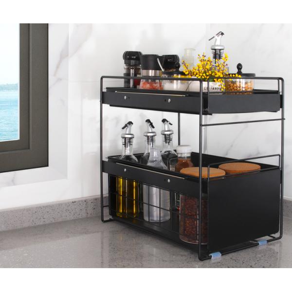 5KG Bearing 2 Tier Kitchen Organiser , Carbon Steel Seasoning Storage Rack
