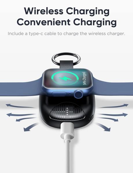 10000mAh Smartwatch Power Bank Leve Com Conectividade de Entrada Tipo C de 5V/1A