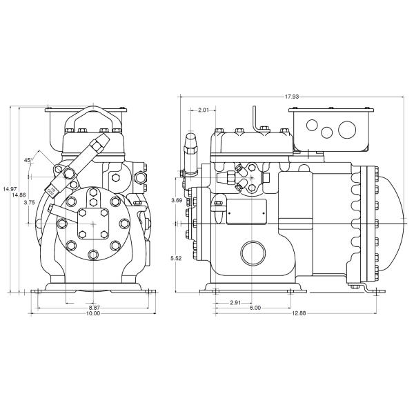 Компрессор холодильных установок электропитания R134A 575V с 2 цилиндрами
