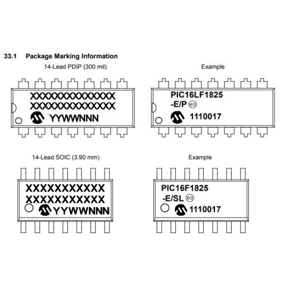 PIC16F1825T-I/ST Серия PIC Микроконтроллер IC Microchip FLASH 14-TSSOP
