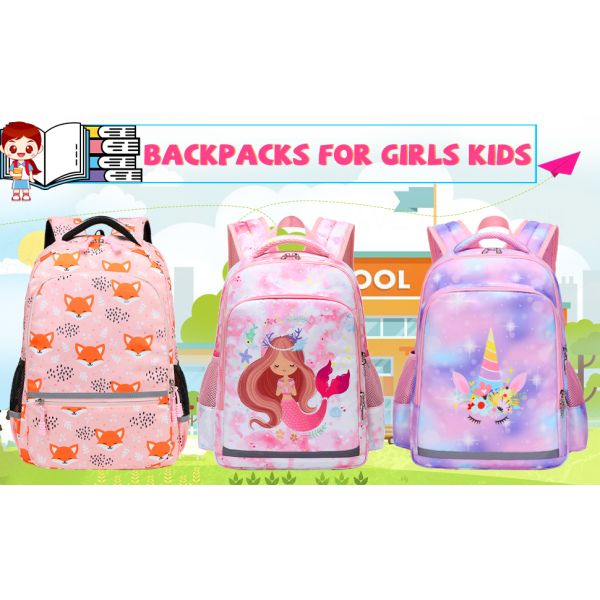 Polyester Kids School Backpack Mermaid School Bag Three Pieces Set