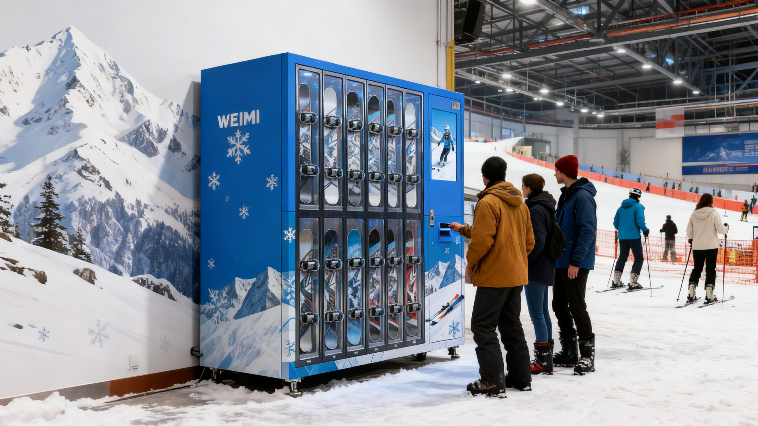 WEIMI Smart Snowboard Rental Locker Vending Machine for Indoor Ski Resorts – 24/7 Self-Service