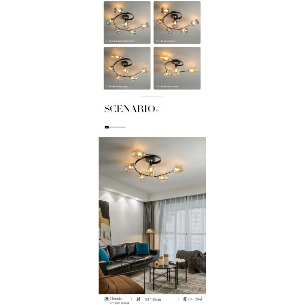 Nordic Glass Ceiling Light Grey Pendant Lamp for Living Room Bedroom Modern Indoor Hanging （WH-AP-681）