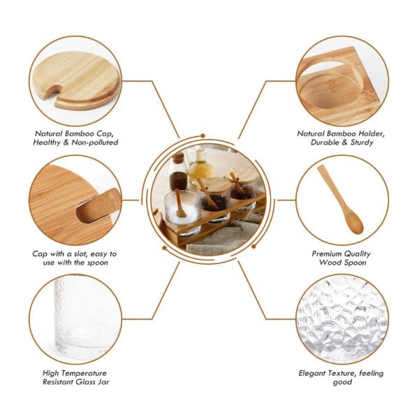 Набор коробки приправой шкафа специи организатора хранения кухни бамбуковый