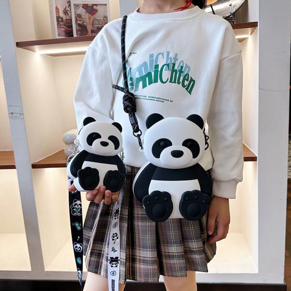 Panda прочный компактный силиконовый монетный пакет с застежкой кроссбоди плечевая сумка монета кошелек сумка школьные канцелярские принадлежности