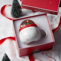 Cute tasse de Noël créatif Hommes Femmes tasse en céramique avec couvercle Grand couple boire une tasse de café