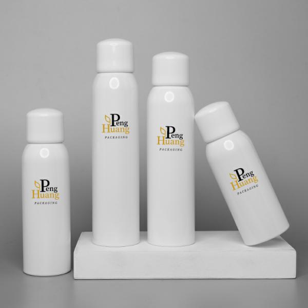 Plastic PET Sunscreen Spray Bottle OEM White Airless Pump Cap 120ml 180ml 200ml