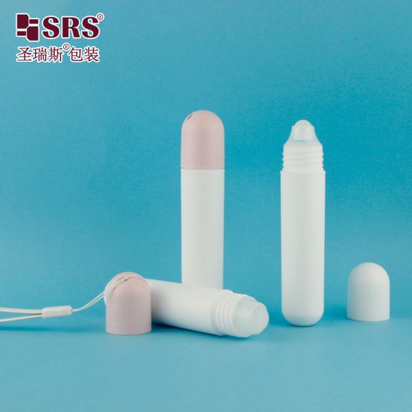 Frosted Pink Cap Bottle PP Plastic Roller Ball Oil Bottle Round 25ml Baby Massage Oil Bottle