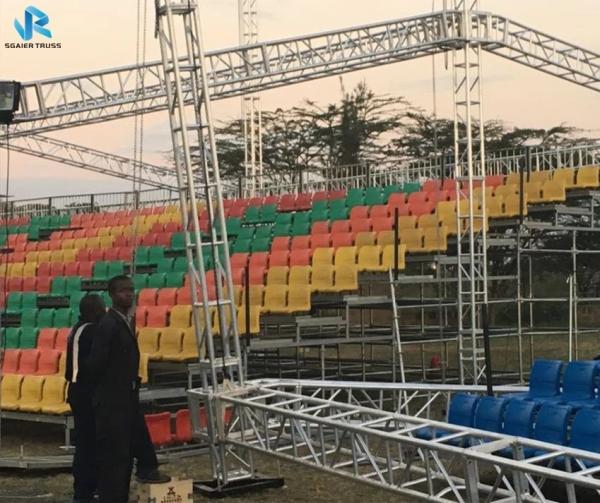 2 Rows - 15 Rows Gym Chair Steel Grandstand For Events Customized Color