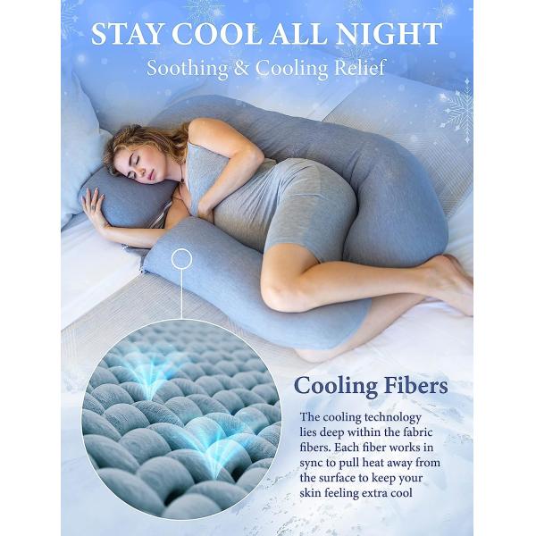 Pharmedoc Pregnancy Pillows, U-Shape Full Body Pillow – Removable Cooling Cover -Dark Grey – Pregnancy Pillows