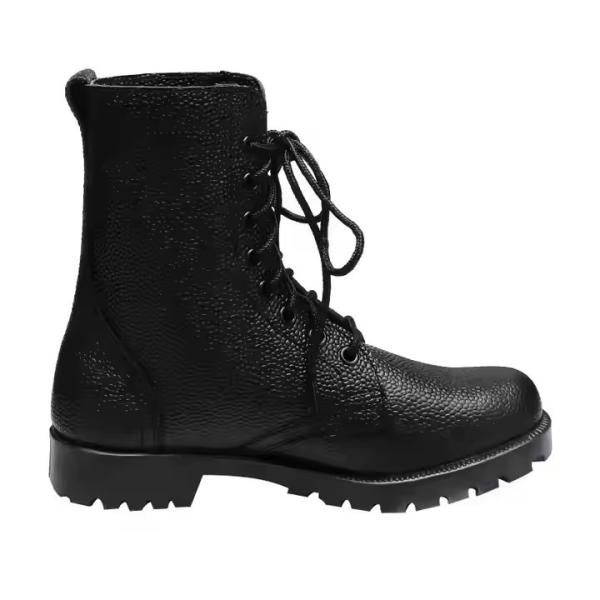 Calçado tático uniforme personalizado Botas de couro de cor preta com Geinuen Calçados de treinamento de couro Botas pretas