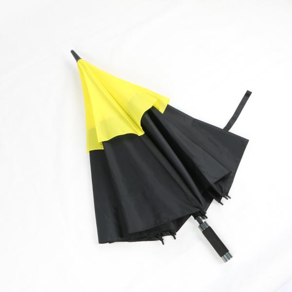 60 Inch Black Yellow Fiberglass Automatic Folding Umbrella With Wind Vents  Large Umbrella Windproof Double Canopy