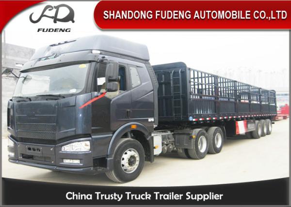 Top - Class Steel Frames 3 Axles Side Wall Semi Trailer With Advanced LED Light