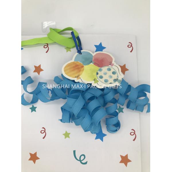 Party White Christmas Paper Sweet Bags With Handles Ribbon Curved Gift Topper