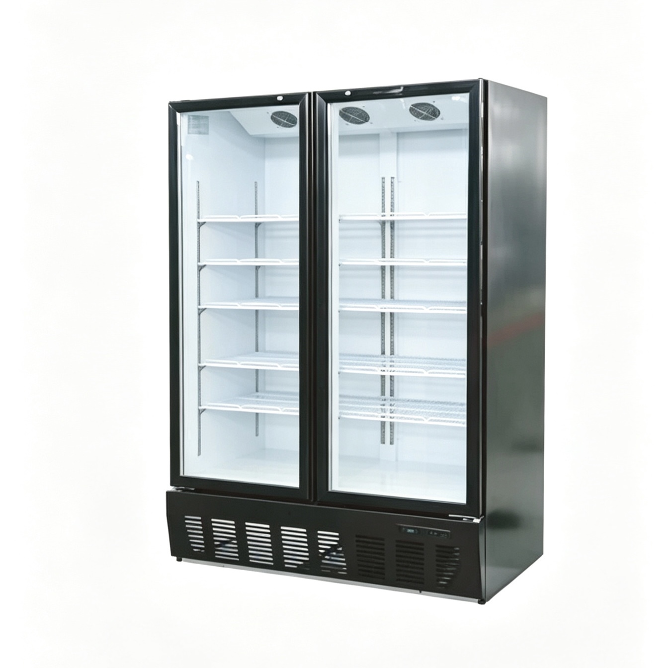 Commercial Double Glass Door Vertical Refrigerated Chiller