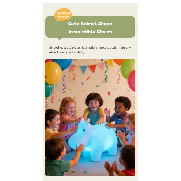 LED Light Up Hippopotamus Chair for Kids – Waterproof Sensory Seating & Ambient Furniture