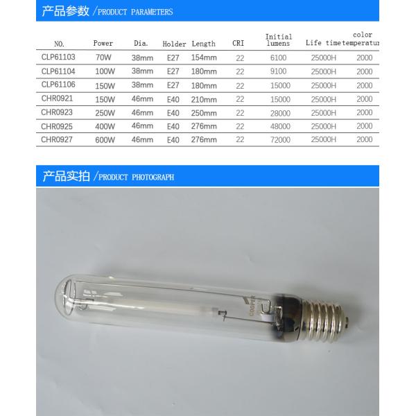 250 W  High pressure sodiim lamp for Street light