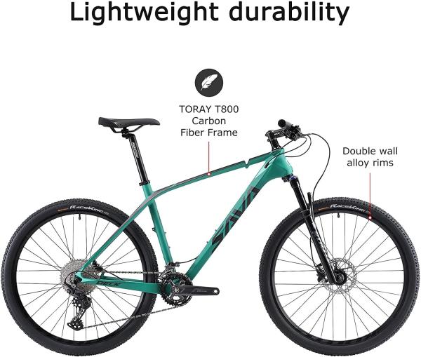 Dark Green SHIMANO Hardtail Mountain Bikes , 22S Sava Mtb 27.5