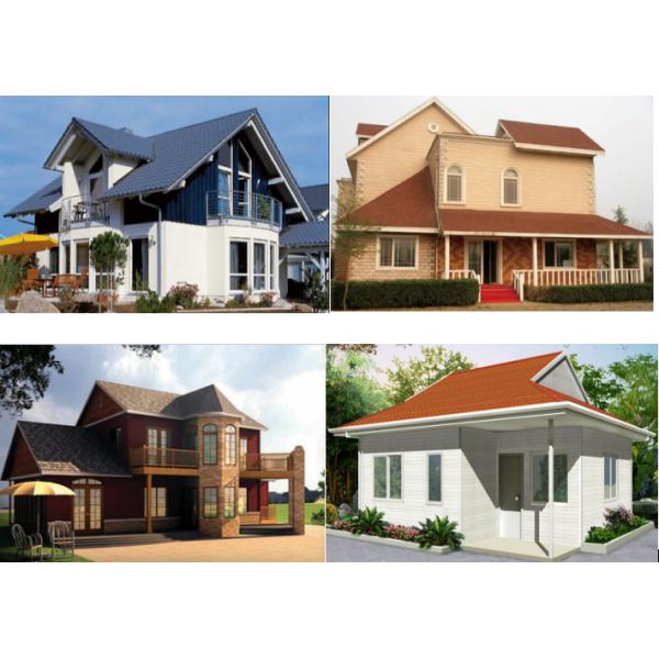 Two Story Light Steel Structure Villa Fire Resistant Asphalt Shingle / Metal Glazed Tile Roof