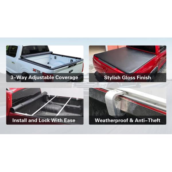 Viknav for Ford F150 24oz Heavy Duty Truck Bed Replacement Tonneau Cover LED DRL