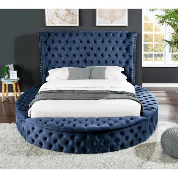 Cara Furniture Limited Factory direct velvet queen bedroom bed storage king round bed customizable bed room set