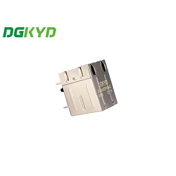 1000 Base - T Stacked 2 Port RJ45 Module Jack With LED 10PIN