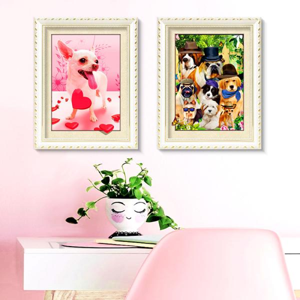 Lovely Cats And Dogs 3D Lenticular Pictures Printing Customized Size