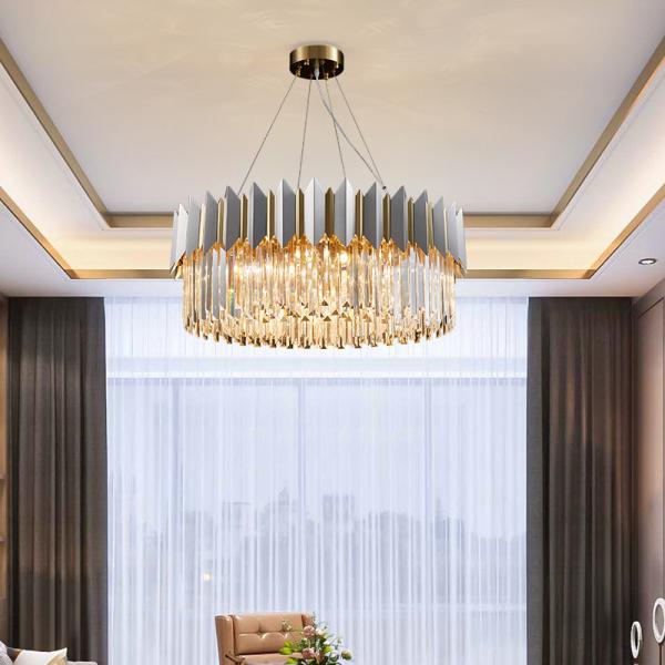 Height 30cm E14 Chrome Royal Crystal Hanging Lamps For Living Room
