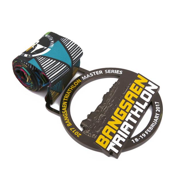 Hollow Colorful Ribbon Marathon Running Medal Zinc Alloy Custom Logo