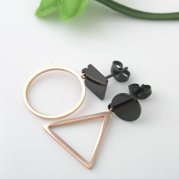 Fashion Lady Stainless Steel Geometry Ear Stud Earring , Gold Asymmetric earrings, Geometric earrings with Rose Gold