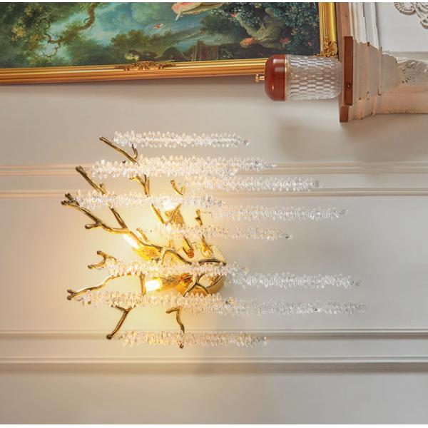 Post-modern light luxury personality villa model room living room dining room bedroom lamp creative tassel branch crystal chandelier