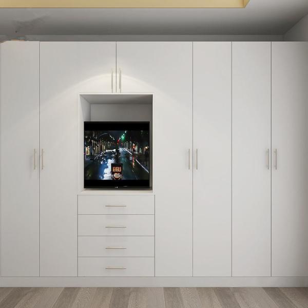 Modern Wood Furniture Bedroom Set Walk In Closet , Custom High Gloss Wardrobe