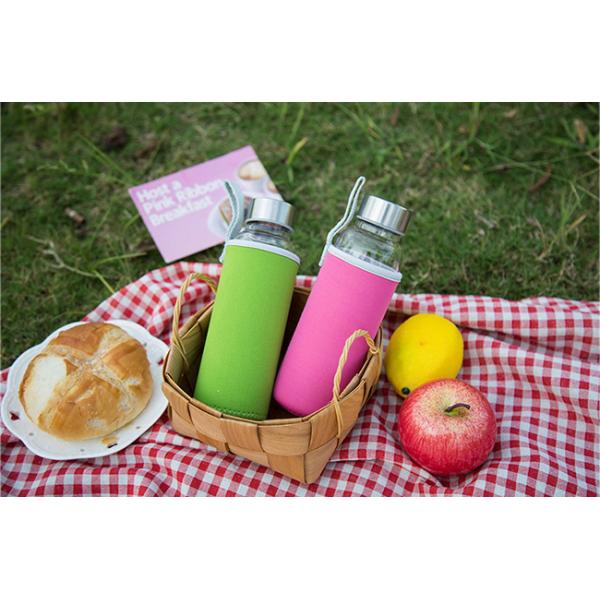 Бутылка доказательства утечки 18 Оз портативная стеклянная, бутылка нося напитка рукава многоразовая