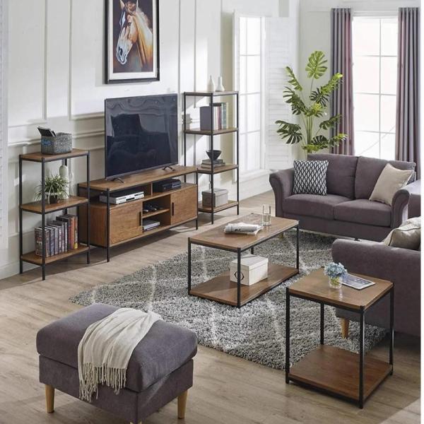 Oem Rustic Reclaimed Wood TV Console Cabinet With Black Iron 2 Drawers