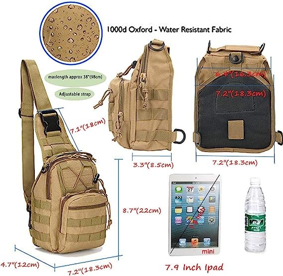 Tactical Shoulder Sling Bag Small Outdoor Chest Pack For Men Traveling, Trekking, Camping, Rover Sling Daypack