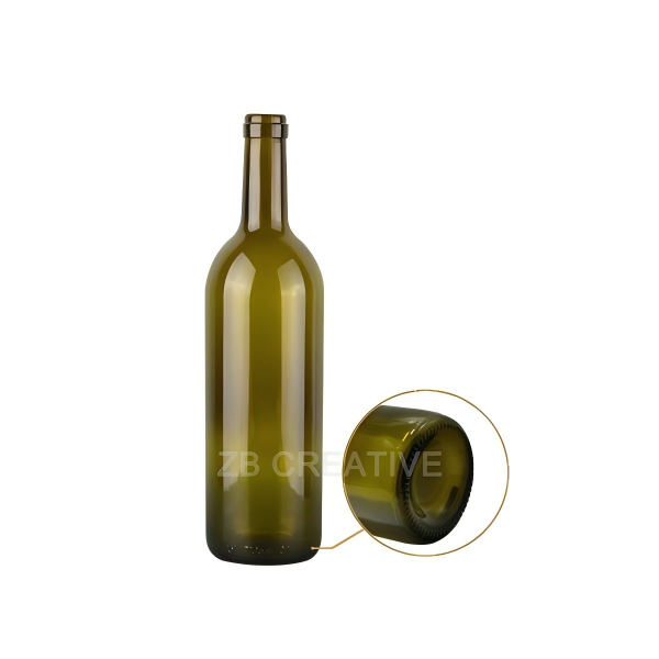 Classic Flat-bottomed Bordeaux Bottle 750ml Cork Top For Red Wine 490g 1733K-1