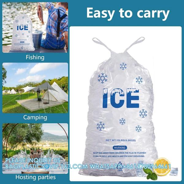 15 Lb. Plastic Drawstring Ice Bags 14 X 24 Inch Heavy-Duty Plastic Ice Bags With Plastic Draw String 2.8mil