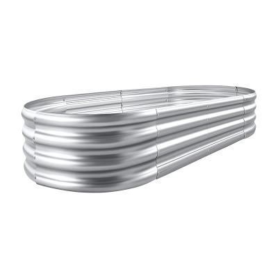 Kit de cama de jardim galvanizado elevado 4 * 2 * 1 Ft Oval Metal Galvanizado Plantador jardim caixas ao ar livre para vegetais (Sliver)