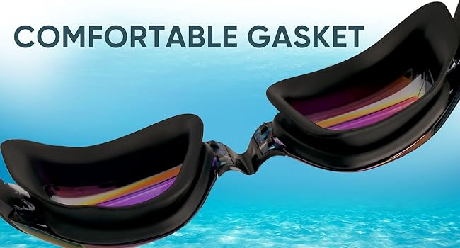 Anti-Fog UV Protection Swimming Goggles with Adjustable Strap and Silicone Nose Clip